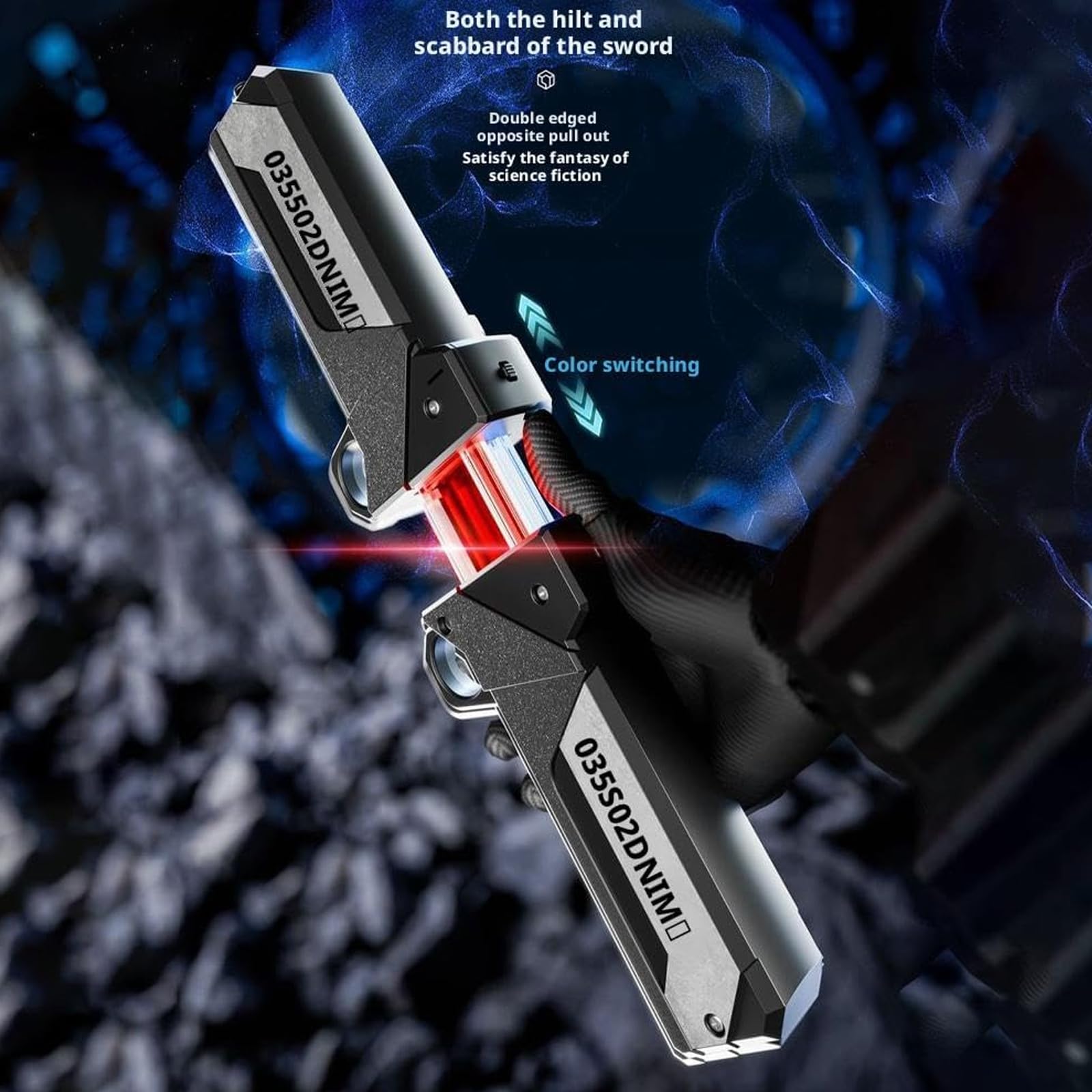 Spada Laser,Lightsaber,Sciabola Luminosa,Spada Sparkblade con Doppia Luce LED ed Effetto Spray,2 in 1 Spada Laser Retrattile,Ricarica USB-C,per Feste Cosplay,Halloween,Carnevale