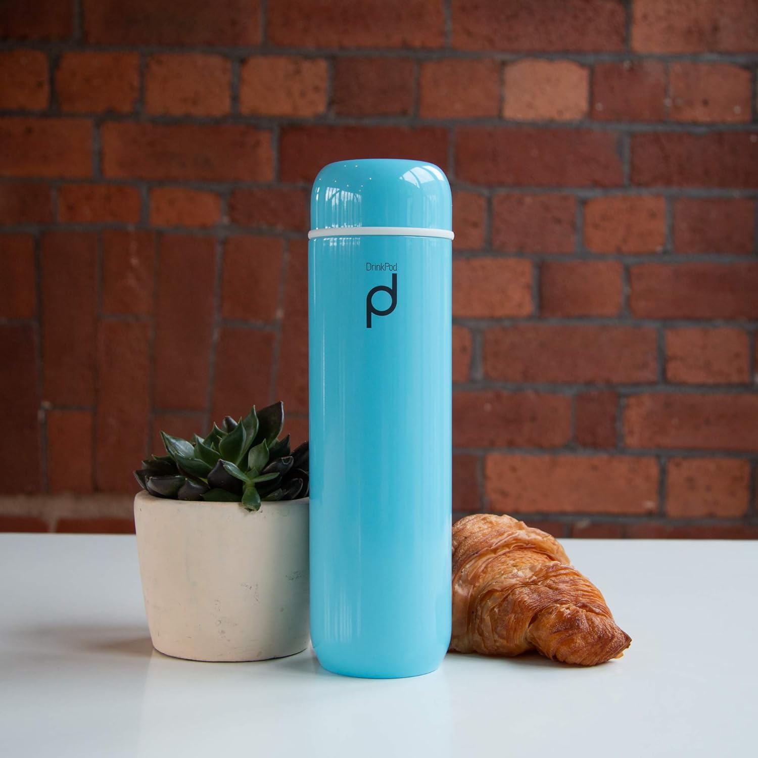 Grunwerg Drink Pod Vacuum Insulated Flask, Stainless Steel, Blue, 300ml