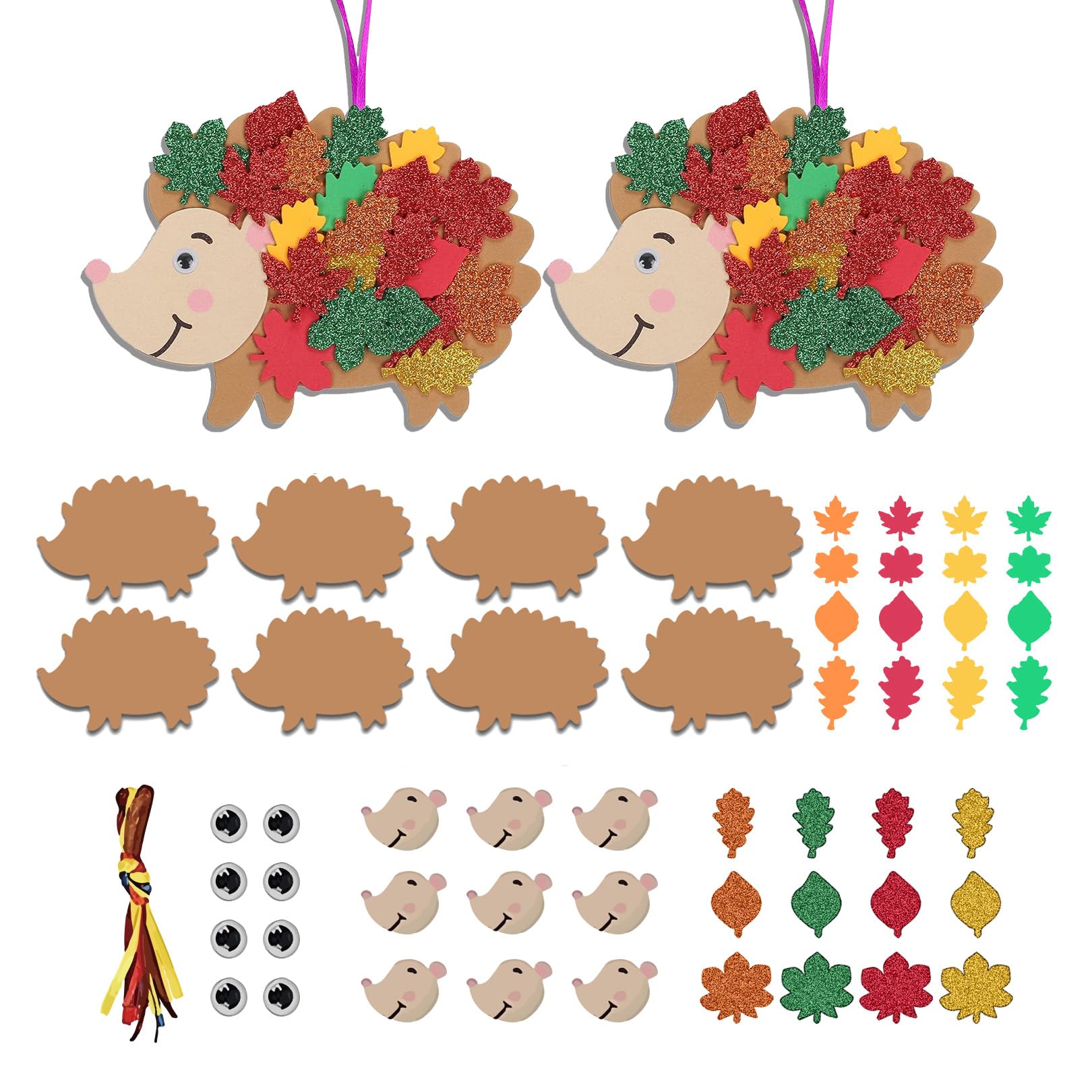 KWHSUN Igel Windspiel Bastelset – 5 Holzigel, 20 Rohre, Farben, Für Kinder Herbstdeko