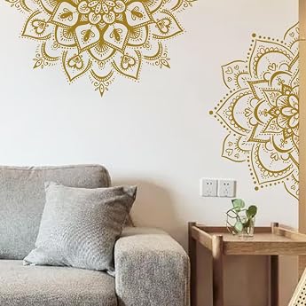 HGDESIGN Wall Sticker Mandala Blue Black W x H 78 x 40 cm Living Room Bedroom Wall Sticker Wall Picture Boho Style Hallway Yoga Wall Decoration B