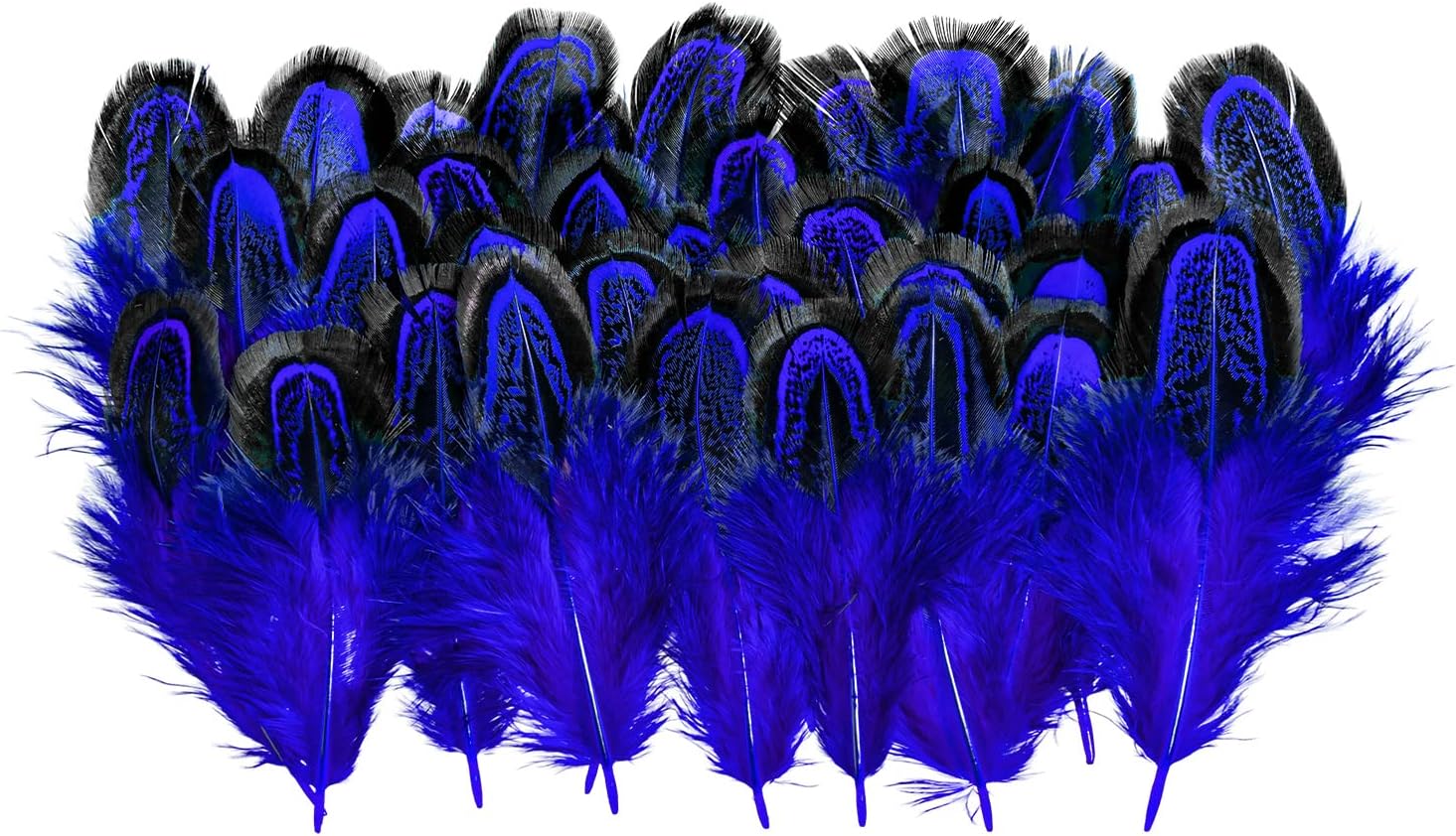 Piokio 100 pcs Natural Blue Pheasant Feathers in Bulk 2-3inch(5-7 cm) for Dream Catcher Crafts Decoration