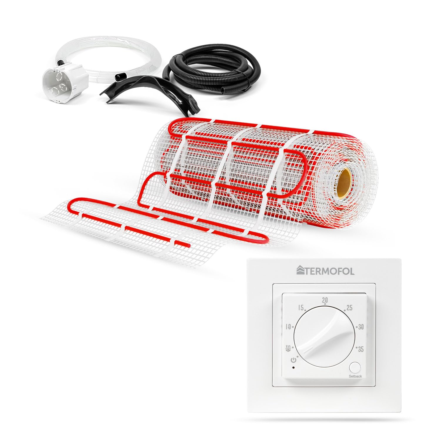 Termofol - Mata grzewcza | Kompletny zestaw do samodzielnego montażu | Moc: 150 W/m2 | Napięcie: 230 V | Powierzchnia 1,0 m² | Z termoregulatorem analogowym TF-H3