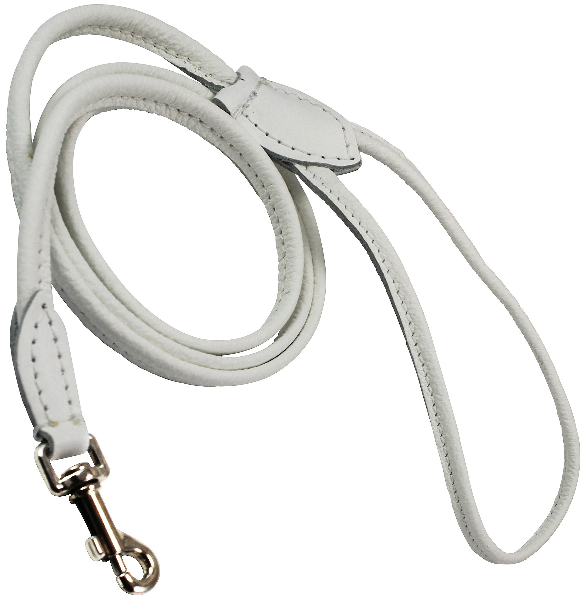 Dogs My Love 4ft Long Round Genuine Rolled Leather Dog Leash White (X-Small: 1/4 (6mm)), X-Small: 1/4" (6mm) - Image 2
