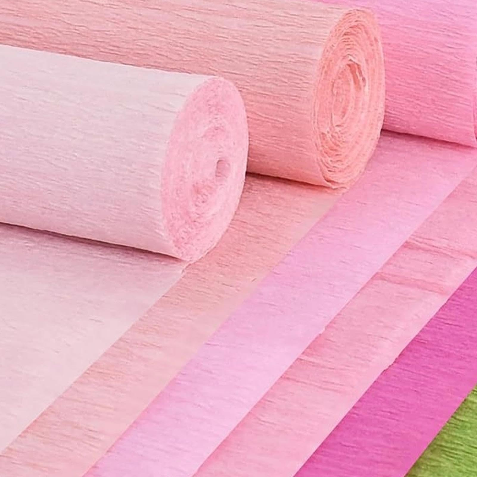 Lot de 6 rouleaux de papier crépon avec 50 tiges métalliques pour décorations de fête, bouquets de mariage, arches de remise de diplôme, toiles de fond photo