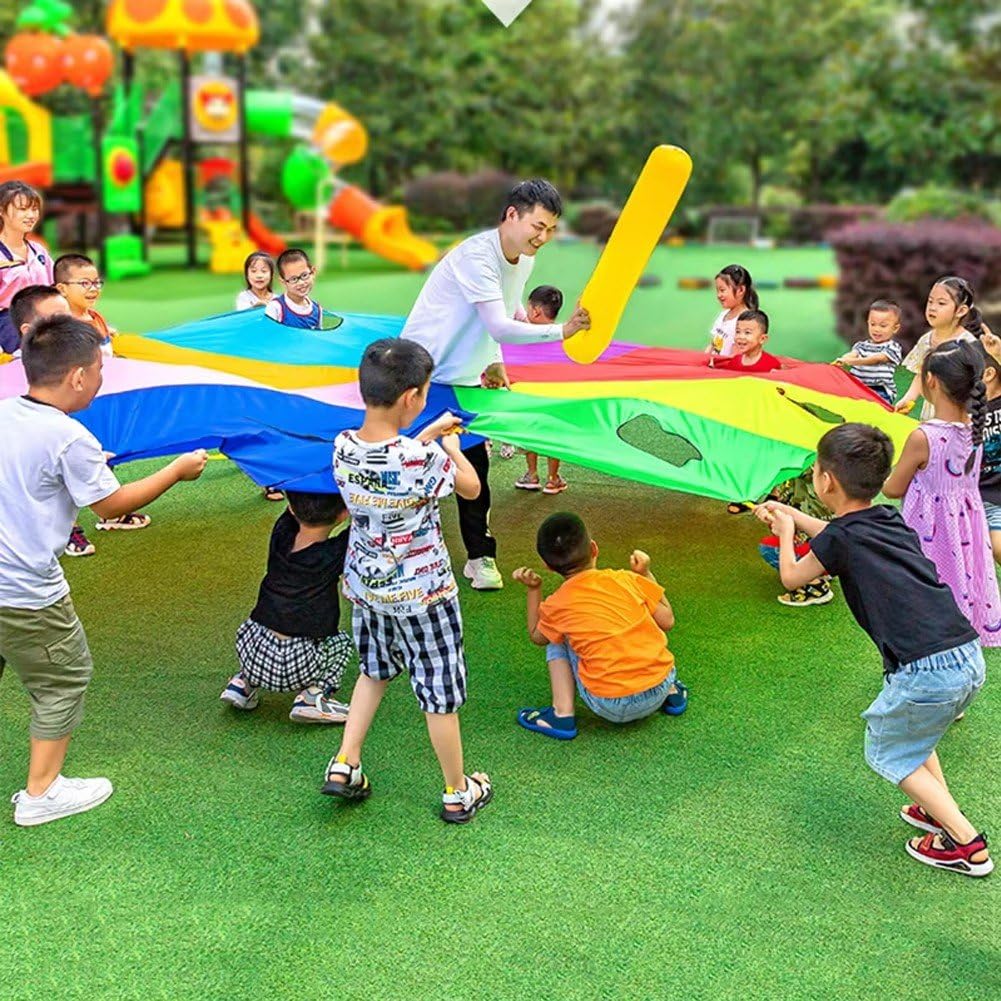 Paracaídas para Niños con Agujeros, Juguete Arcoíris, Equipo de Juego al Aire Libre