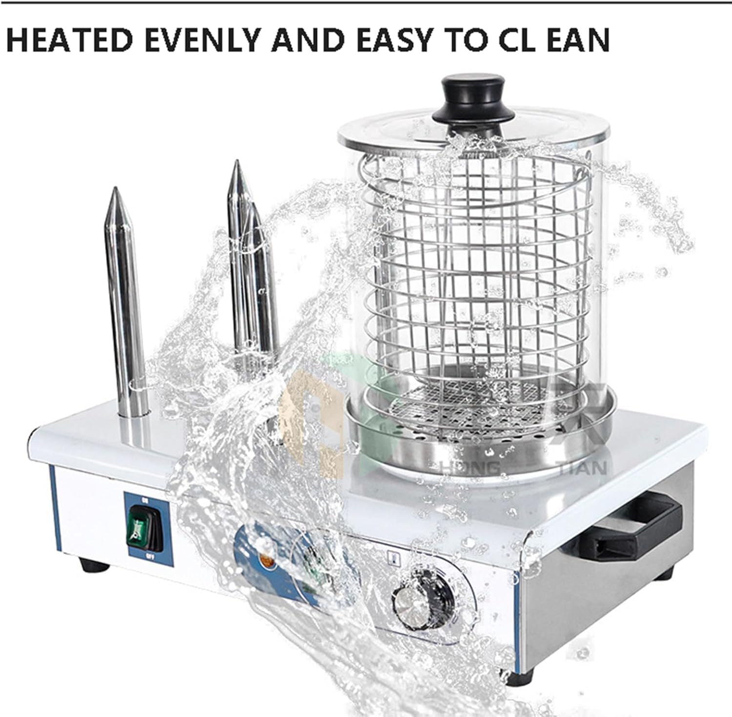 2/4 Rods Hot Dog Steamer, Sausage Maker Stainless Steel Sausage Grill - with Removable Heat Container, Commercial Hot Dog Machines