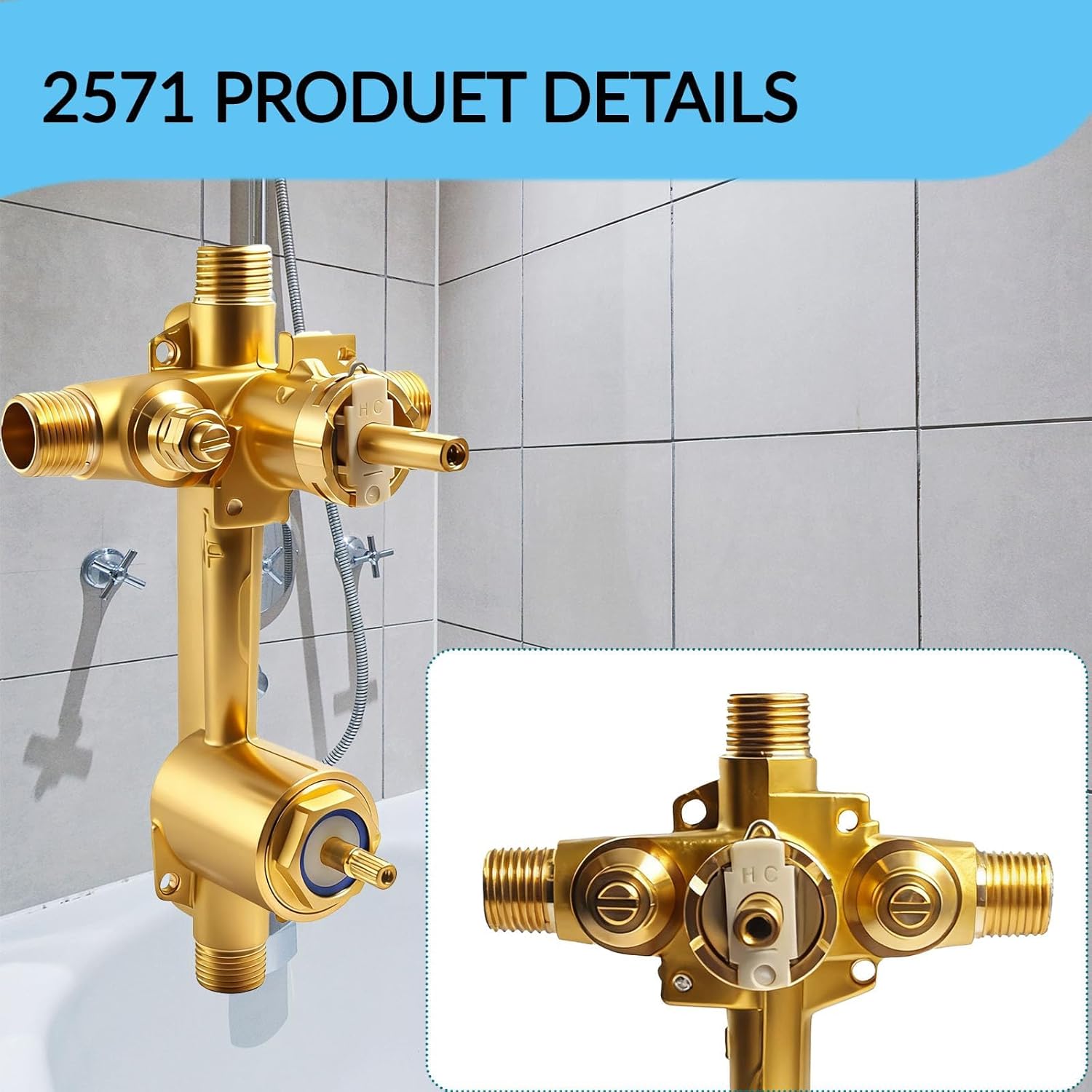 2571 Pressure Balancing Shower Valve for Moen Posi-Temp, Built-In 2-Function Transfer Valve Includes Stops, 1/2 Inch IPS/CC Connection, M-PACT Common Valve System, Solid Brass