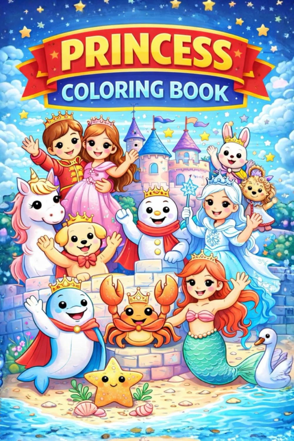 Princess Coloring Book for Kids: A Coloring Book with 30 Princess Coloring Pages, Animals and Magical Scenes. Final mini-quizzes!