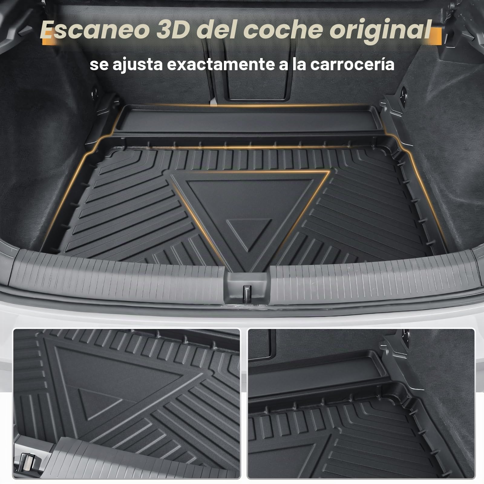 ECOZEN Alfombrilla Maletero 3D para VW Tango ROC 2018-2025 TPE (Inferior) Alfombrilla de Goma para Maletero, Impermeable Antideslizante, Borde Alto, Todo Clima, Alfombrilla Maletero para VW T ROC