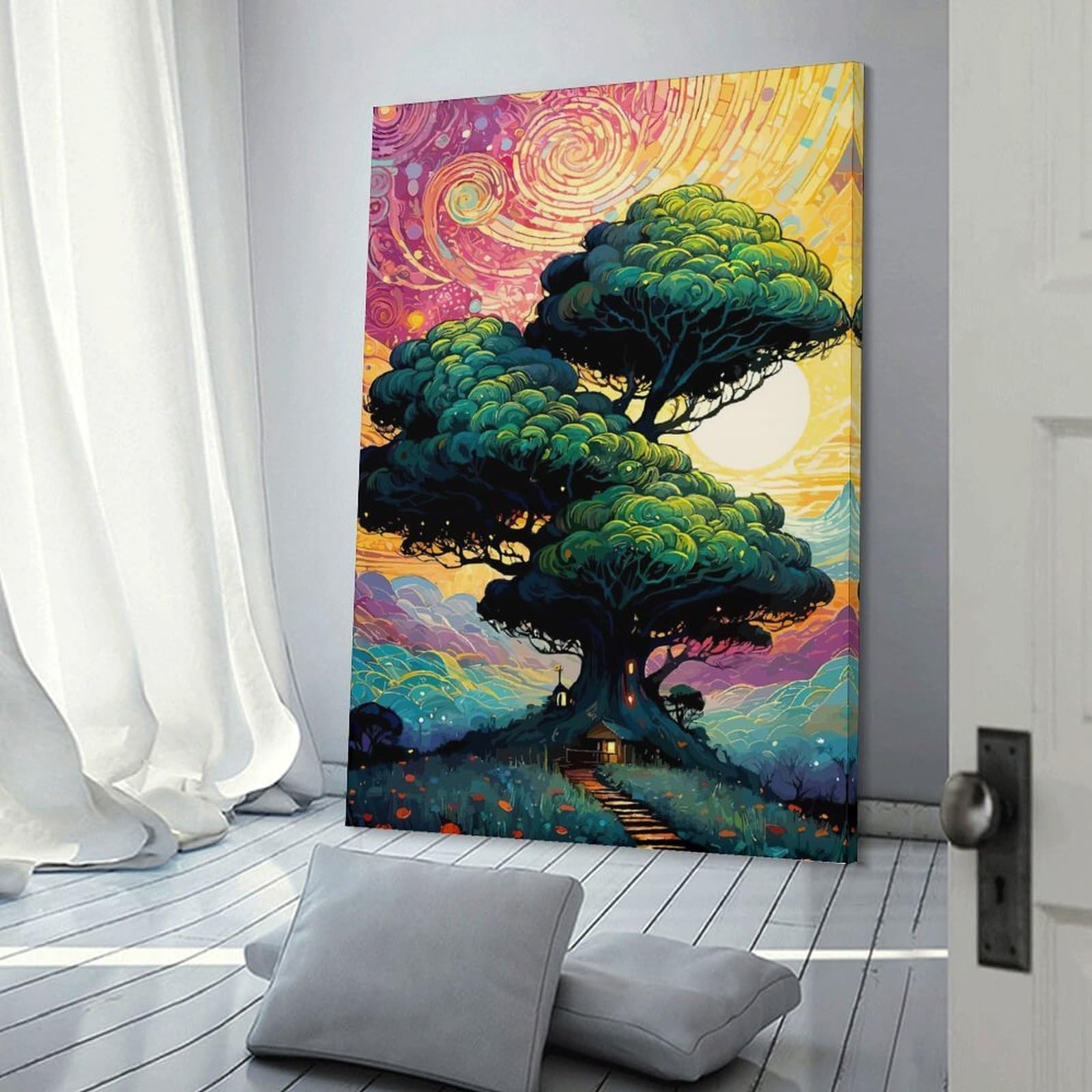 Junmoney Frame-Style-9 Dreamy Treehouse Landscape Wall Picture Print, 20X30inch(50X75cm), For Wall Displays, Bedrooms Or Room Updates, Decorative Artwork With Flexible Styling