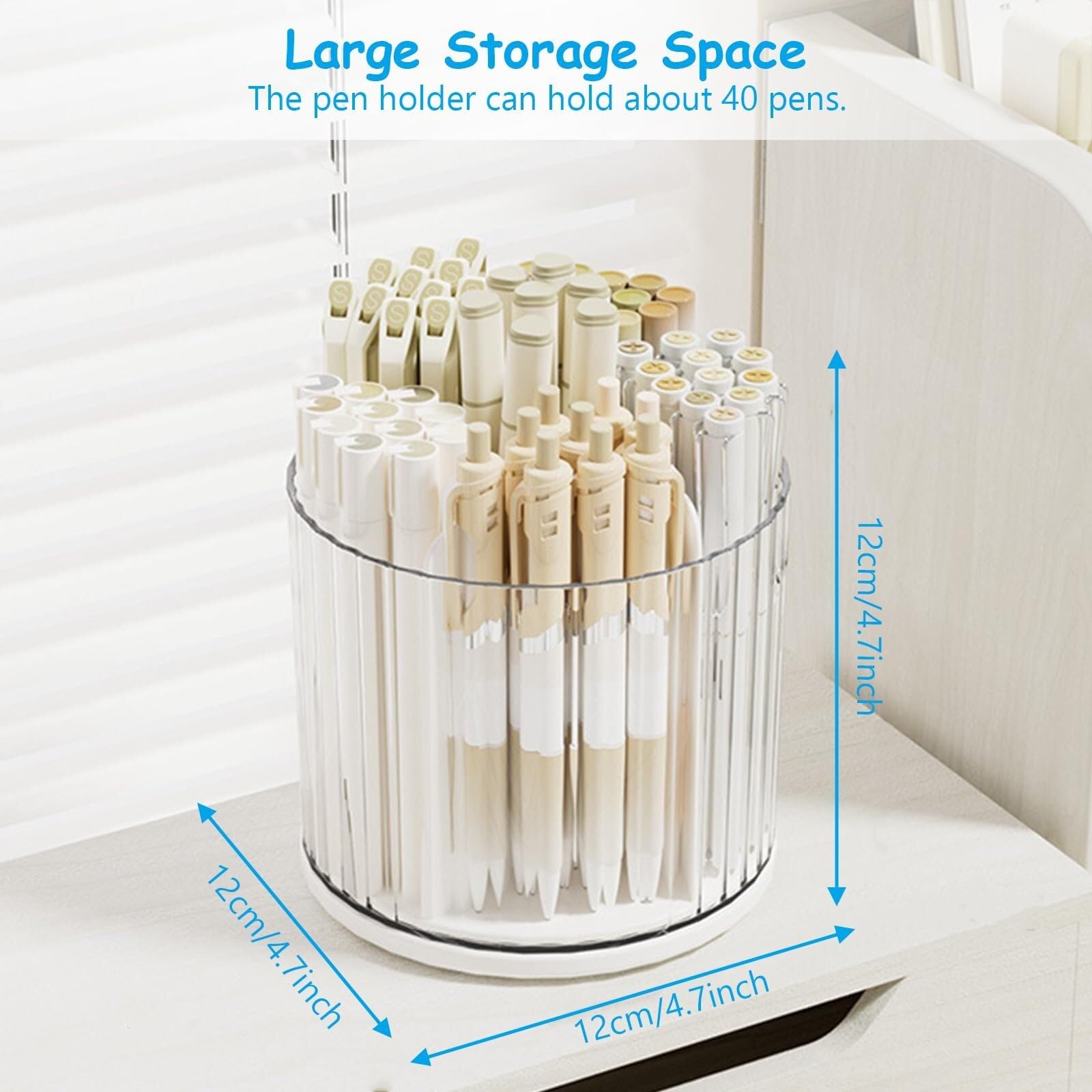Porta Penne Cancelleria Portapenne for Matita da Scrivania 6 Slot Organizer Rotante Pennello for Trucco for La Casa Portapenne Sale Studio(Beige)
