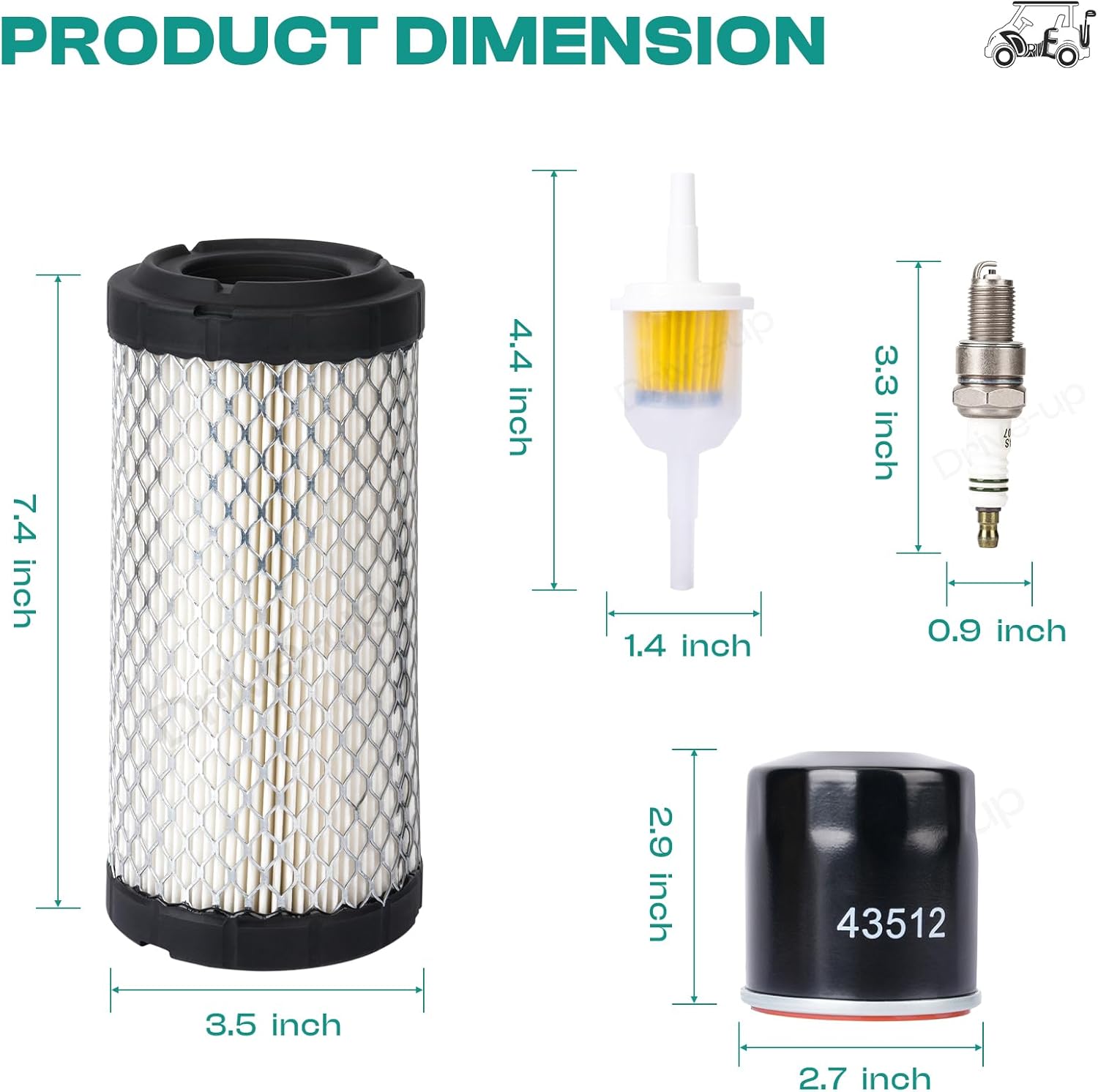 DRIVE UP EZGO Tune Up Kit for 2008-Up RXV and 2010-Up TXT Gas Golf Cart w/4 Cycle Kawasaki Motor with Air Filter Fuel Filter Oil Filter Spark Plug, 13.5 hp Engine Maintenance Kit for EZGO Models
