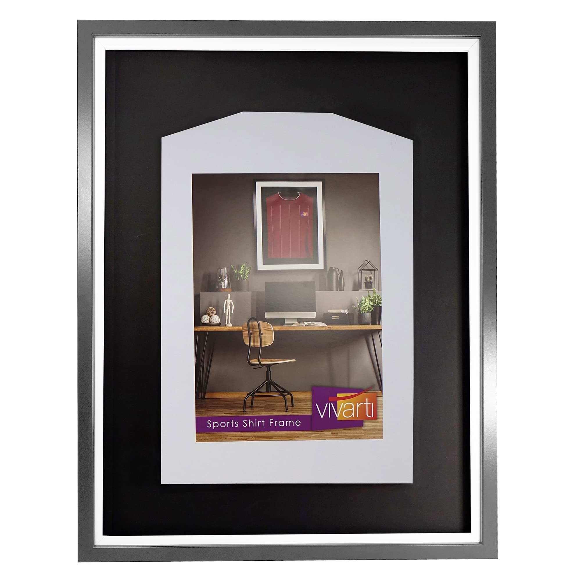 Vivarti Espositore per maglietta sportiva fai da te 50 x 70 cm cornice argentata Junior