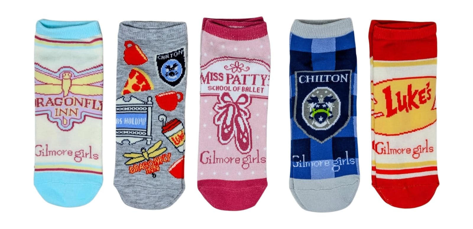 Hyp The Gilmore Girls Television Show Luke's Diner Logos Juniors/Womens 5 Pack Ankle Socks