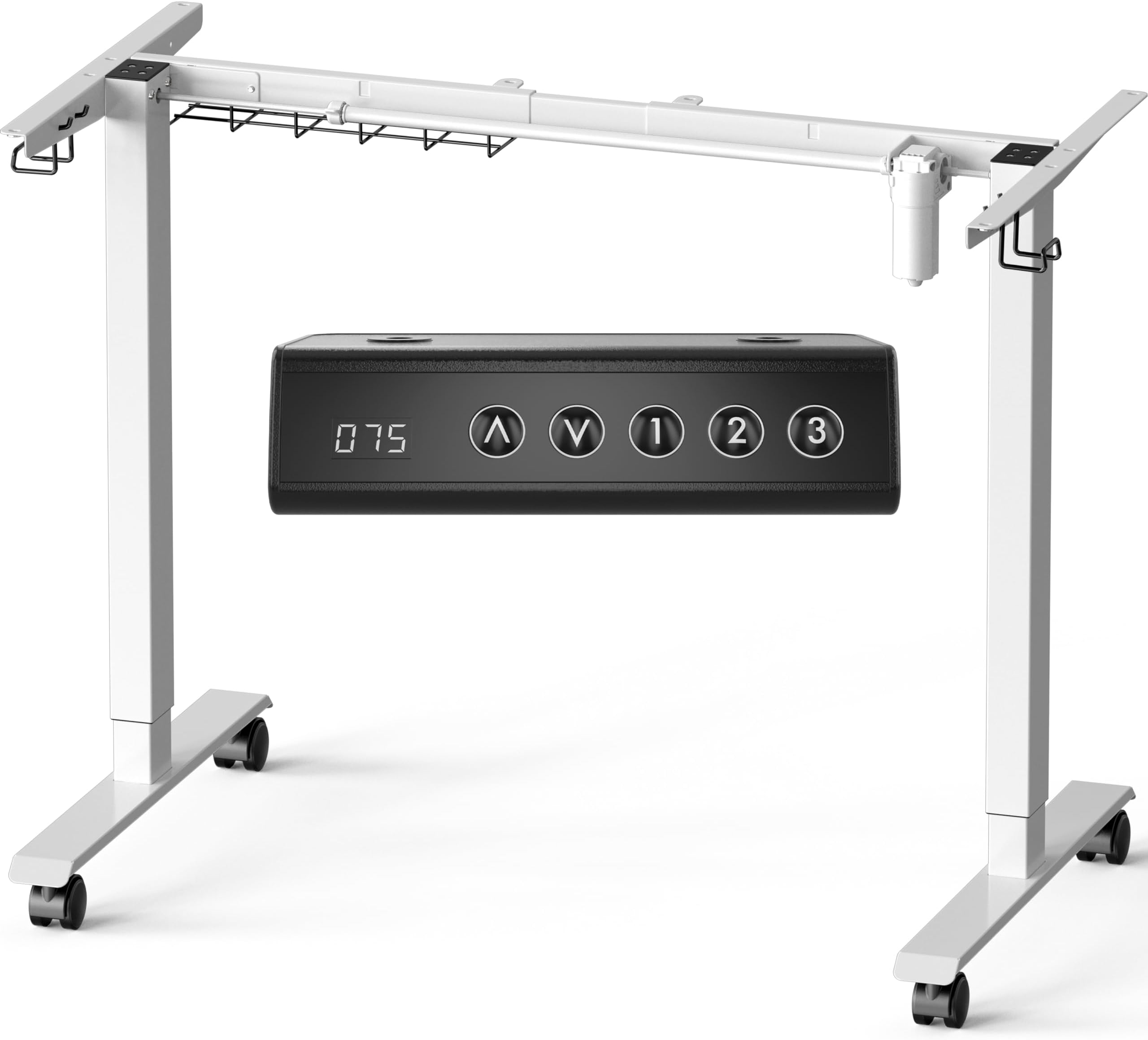 SHW Premium Electric Standing Desk Frame – Height Adjustable Motorized Base for 40" to 72" Table Tops, Smooth Lift Sit-Stand Frame for Home or Office, White