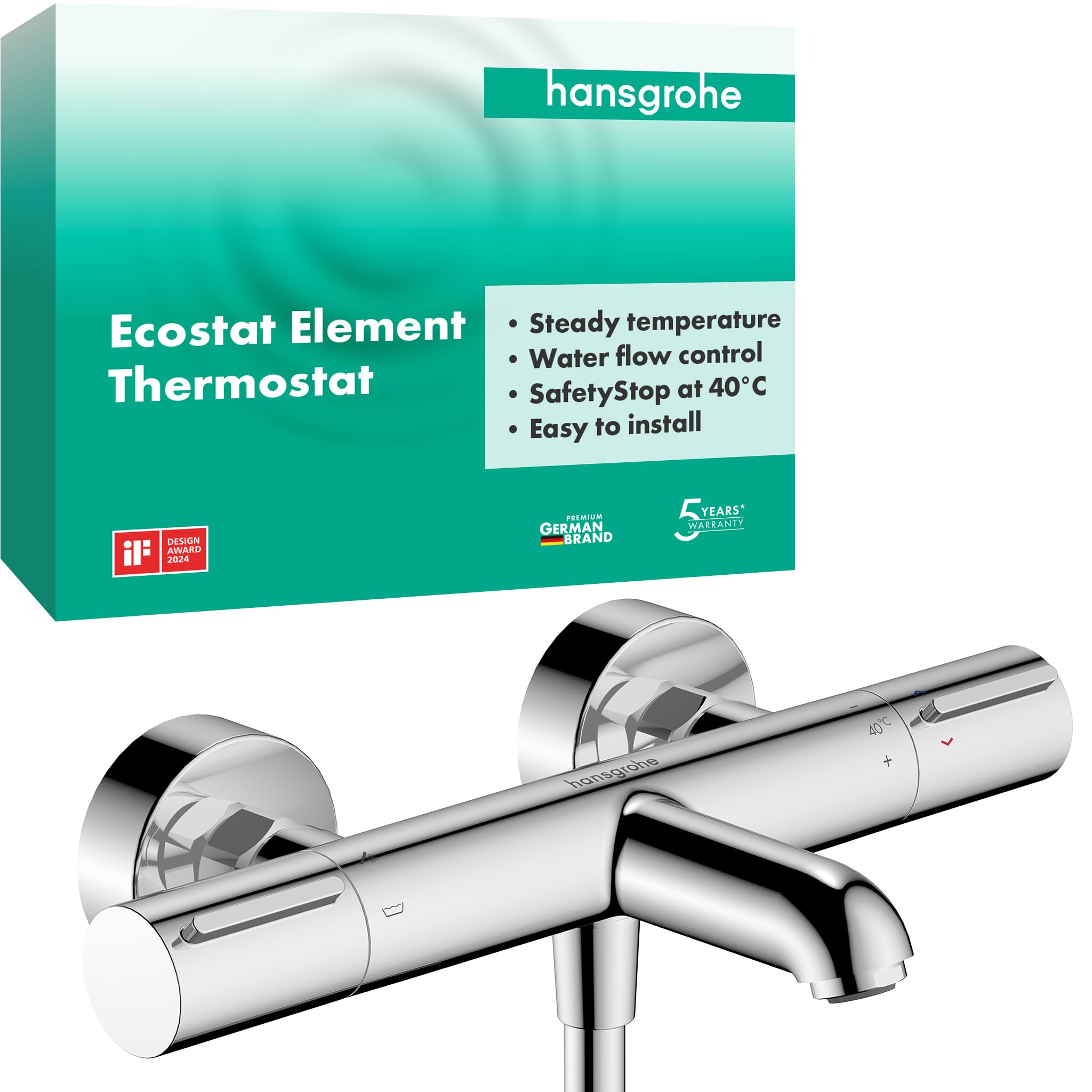 Hansgrohe Ecostat Element Chrome Thermostatic Bath Shower Mixer Tap
