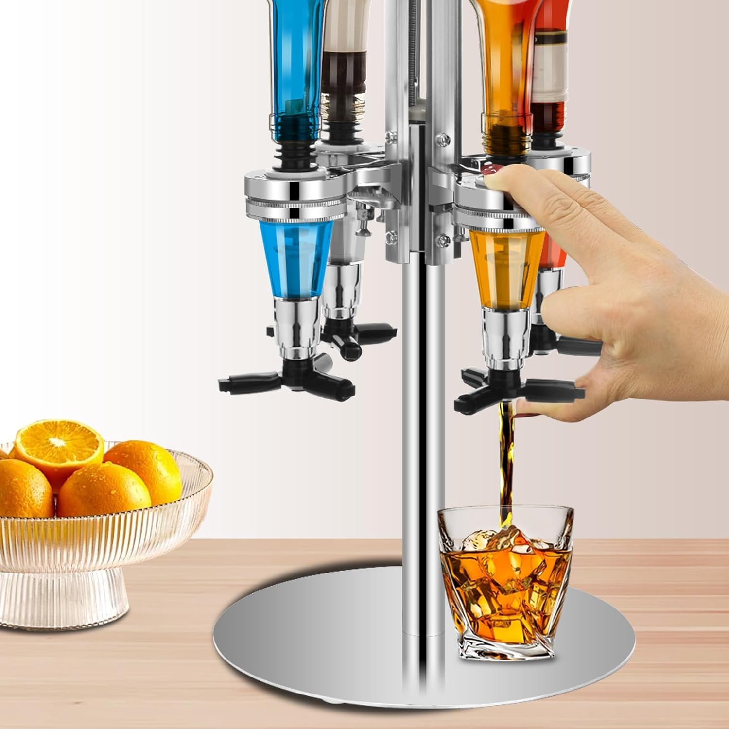 Distributeur de tête de Bouteille 6,Porte-Bouteilles Rotatifs,pour Montage Mural, pour Les Familles, Les Bars, Les Amateurs de Barman, Les Fêtes (Argent)