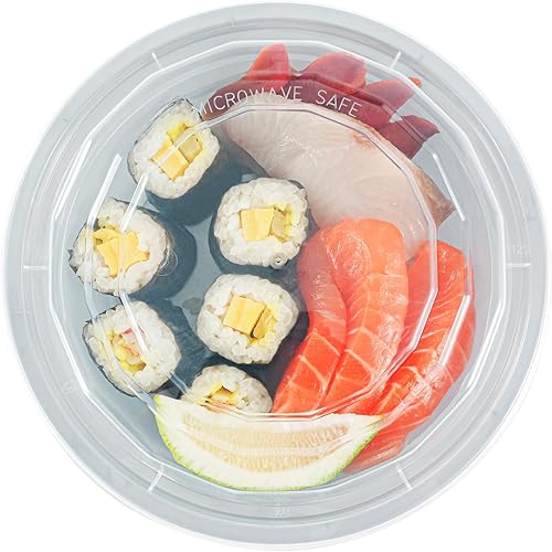 Miniatura 182 de Restaurantware Asporto - Cajas para llevar de 16 onzas, 50 recipientes de alimentos para llevar para microondas, tapas de plástico transparente Negro