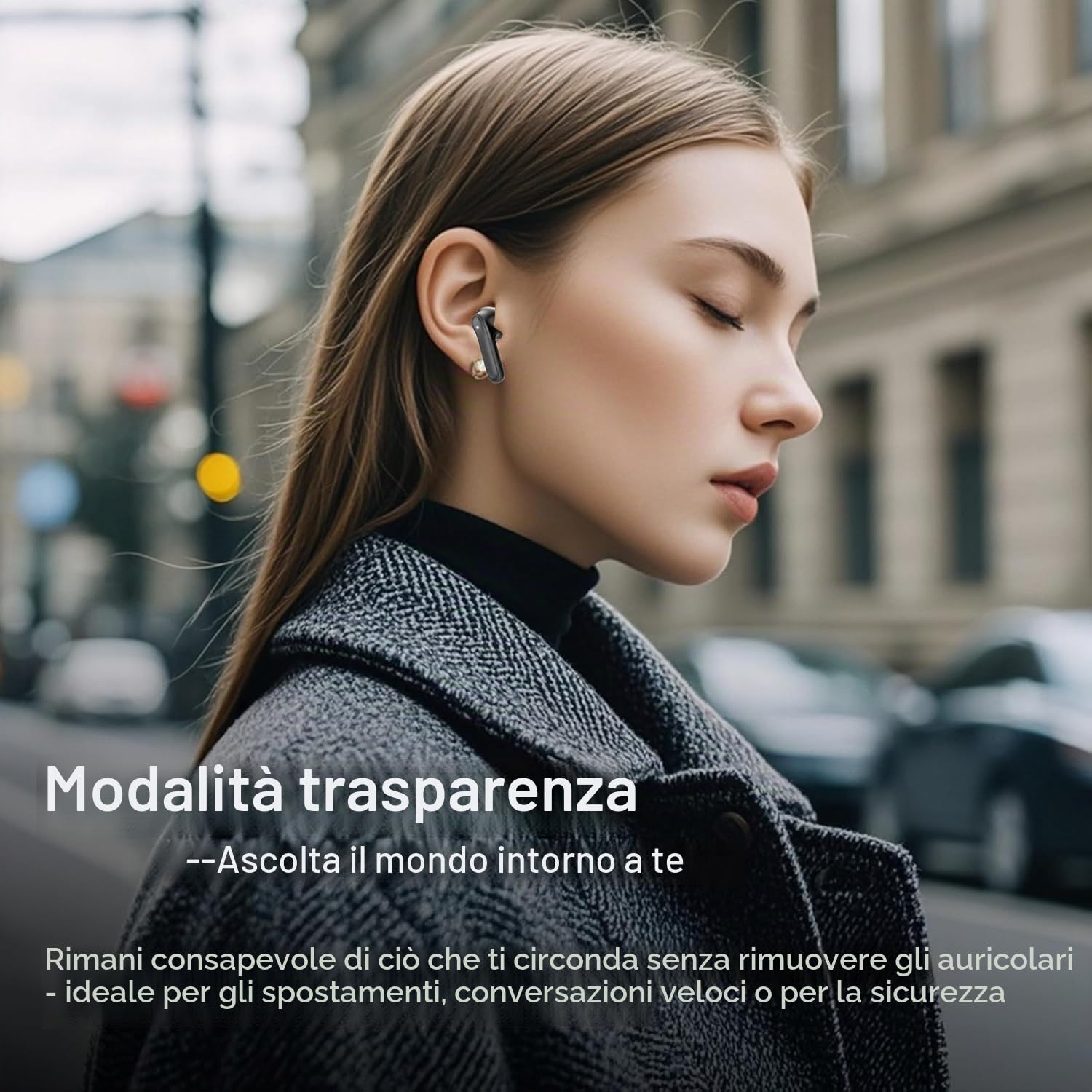 Cuffie Wireless con Cancellazione Rumore Attiva, ANC 6-Mic, 49Ore Musica, Hi-Res Bassi potenti Bluetooth 5.4 Auricolari con APP, 8 Modalità EQ, Ricarica Wireless, Cuffie Sport IPX7, Connessione Doppia