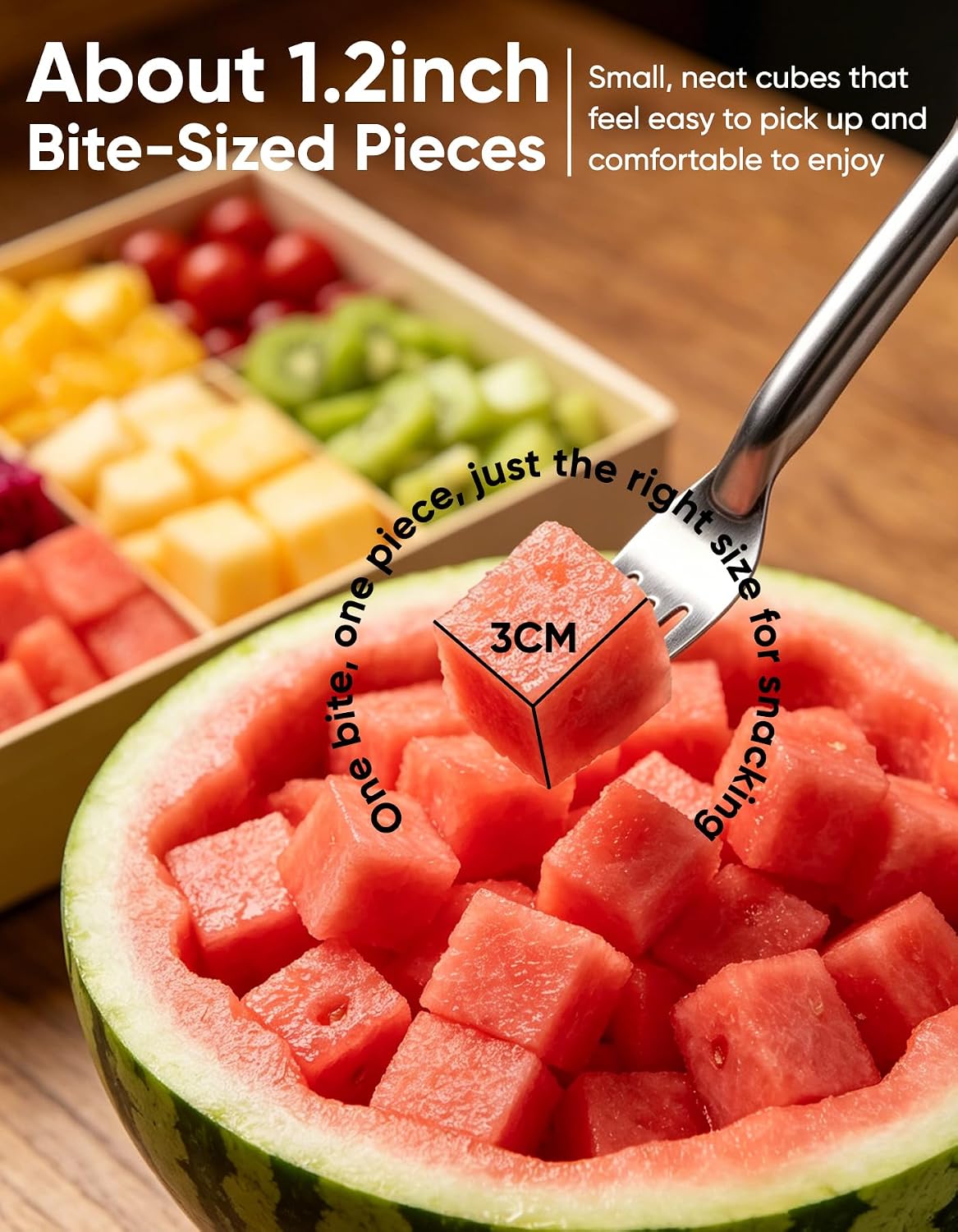 Watermelon Slicer Fork, 1 Pack Fruit Cutter for Bite-Sized Pieces