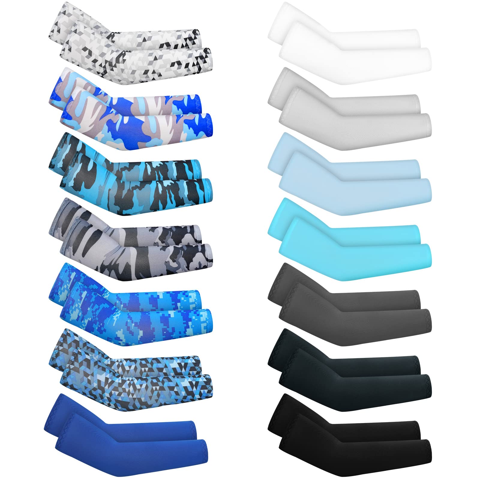 Mepase 14 Pairs Arm Sleeves for Kids UV Sun Protection Cooling Arm Compression Cover Boy Girl Toddler Sport Football