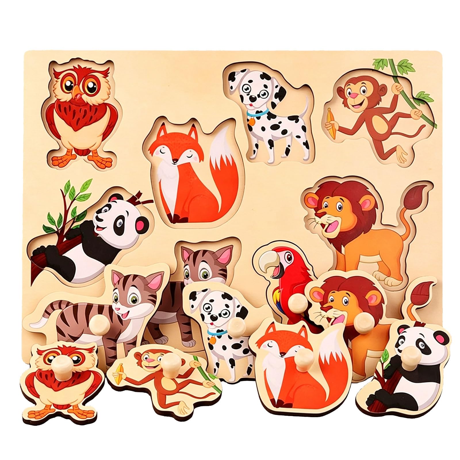 ttnmrc Montessori Wooden Knob Peg Puzzle