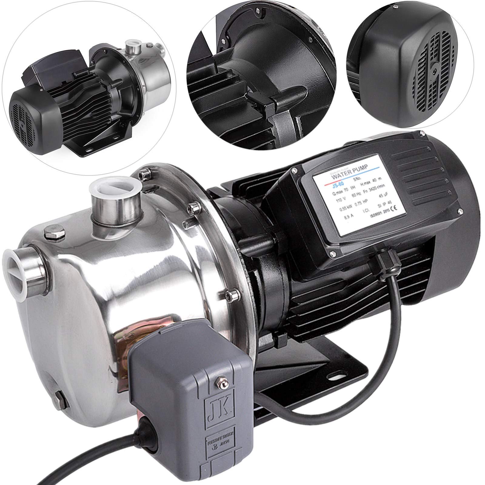 Happybuy Shallow Well Jet Pump With Pressure Switch 3 4hp Jet