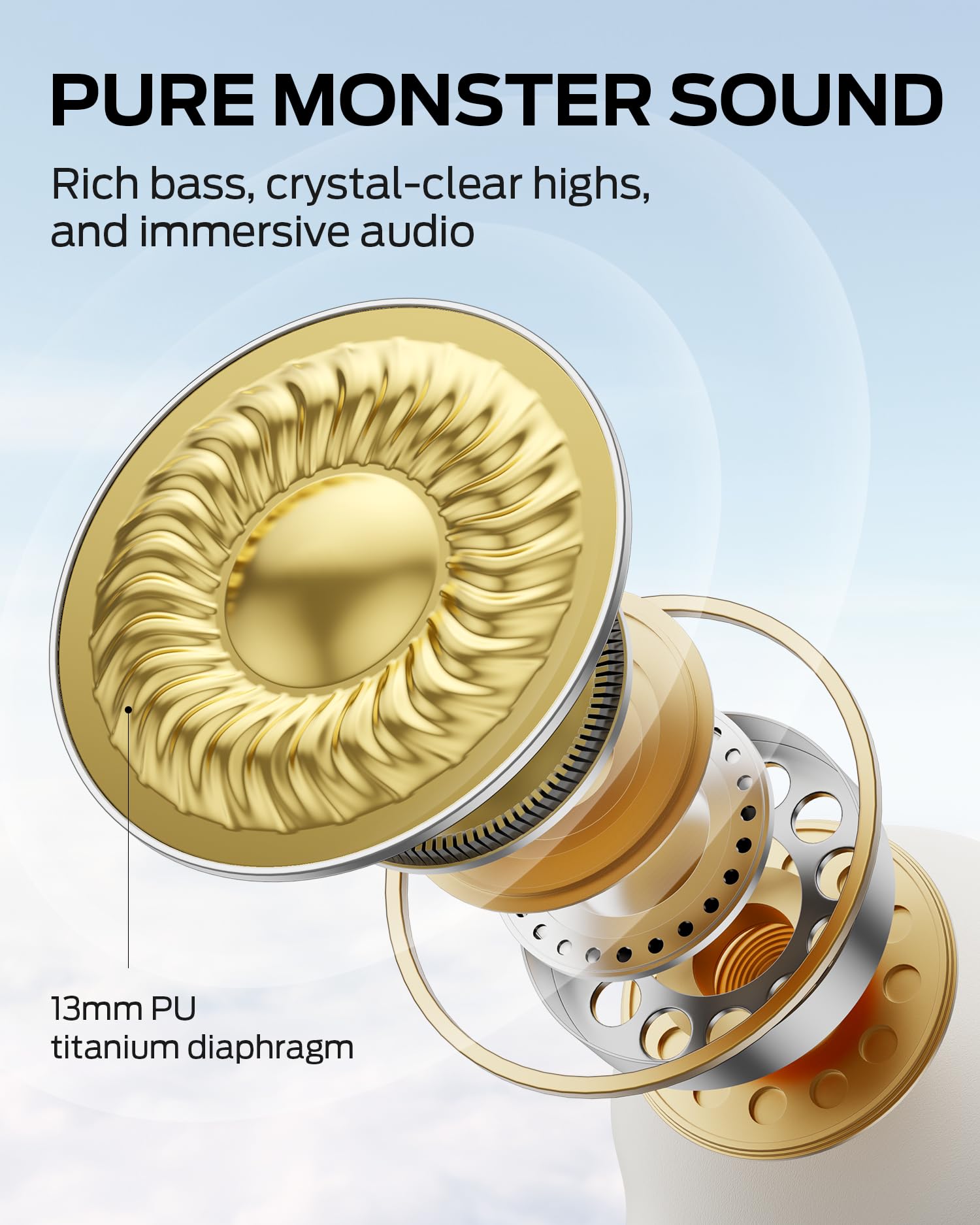 Monster Open Ear AC390 Headphones, Bluetooth 6.0 Earbuds with Stereo Sound, Wireless Headphones 24H Playtime, IPX5 Waterproof, Rotating Charging Case with Lanyard, Ultra-Light Open Ear Earbuds - 4