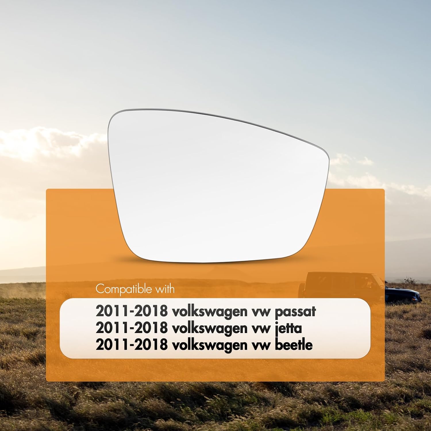 SNEMEEY Compatible with Volkswagen VW Passat Jetta Beetle Passenger Side Mirror 2011 2012 2013 2014 2015 2016 2017 2018, Right Side View Mirror Replacement Glass, Power Heated with Backing Plate