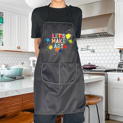 Miniatura 4 de JNIAP Delantal para profesor de arte, diseño de letras, con bolsillos, para pintores de artistas, regalo para amantes del arte
