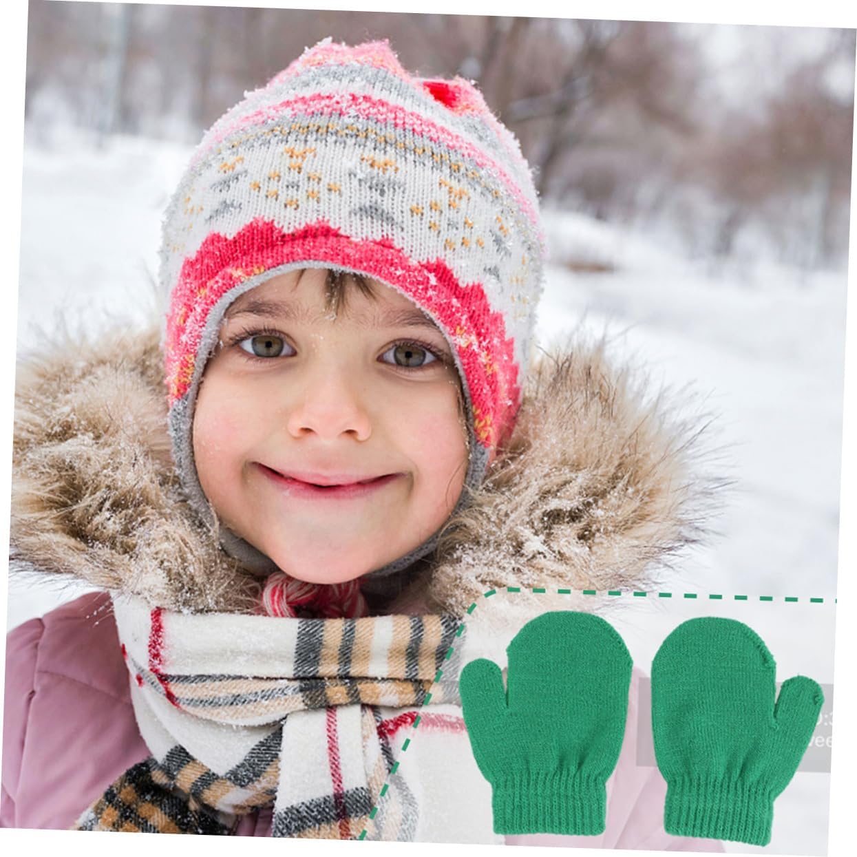 5pairs Boys Girls Winter Gloves Knitted Full Finger Mittens Heat Retaining Gloves Blue for Boys and Girls Newborn to