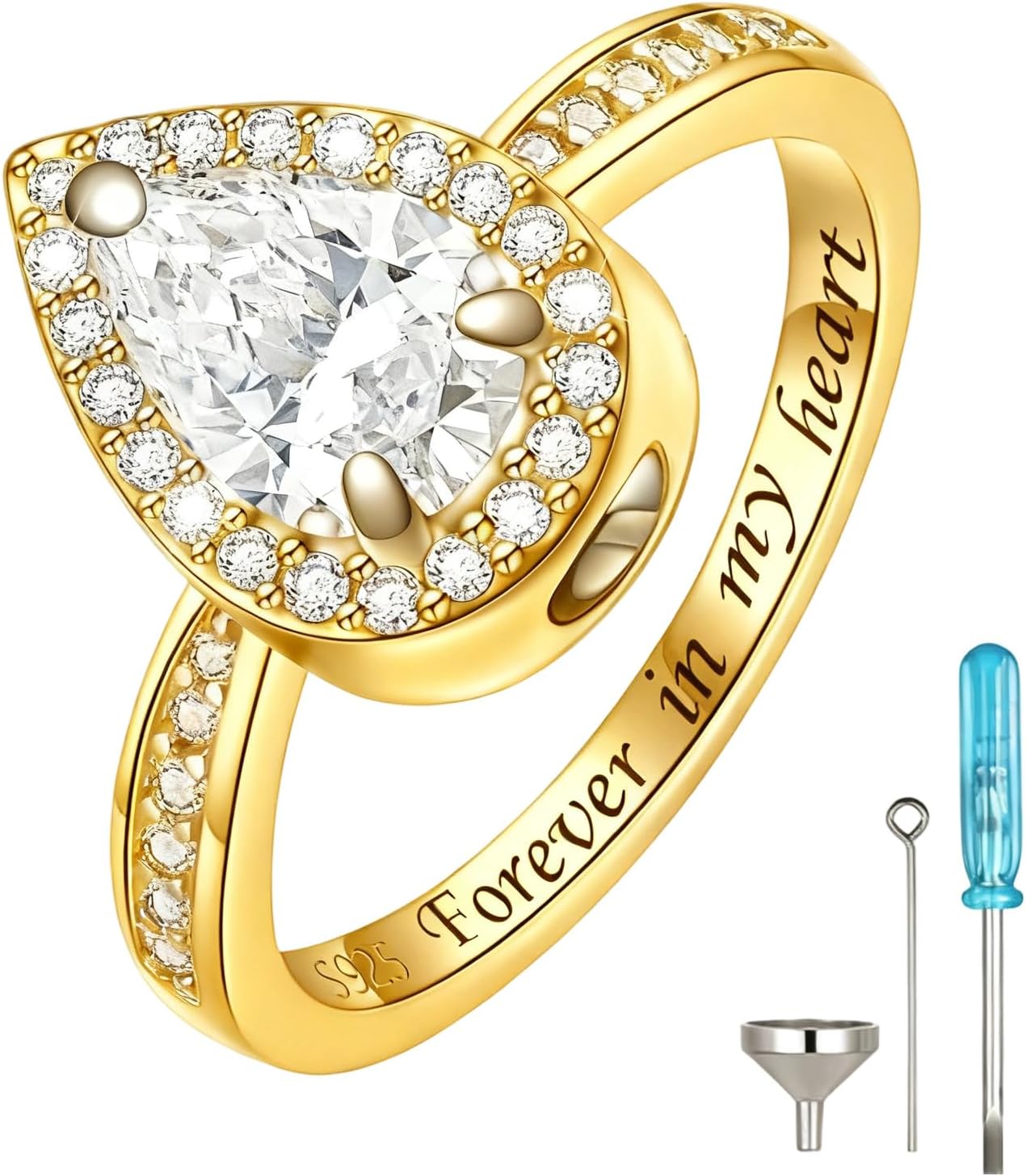 Personalized Birthstone Urn Ring for Ashes in Sterling Silver/10K/14K/18K,Custom Cremation Ring Holds Loved One's Ashes, Memorial Keepsake Rings Embellished with Birthstone for Women