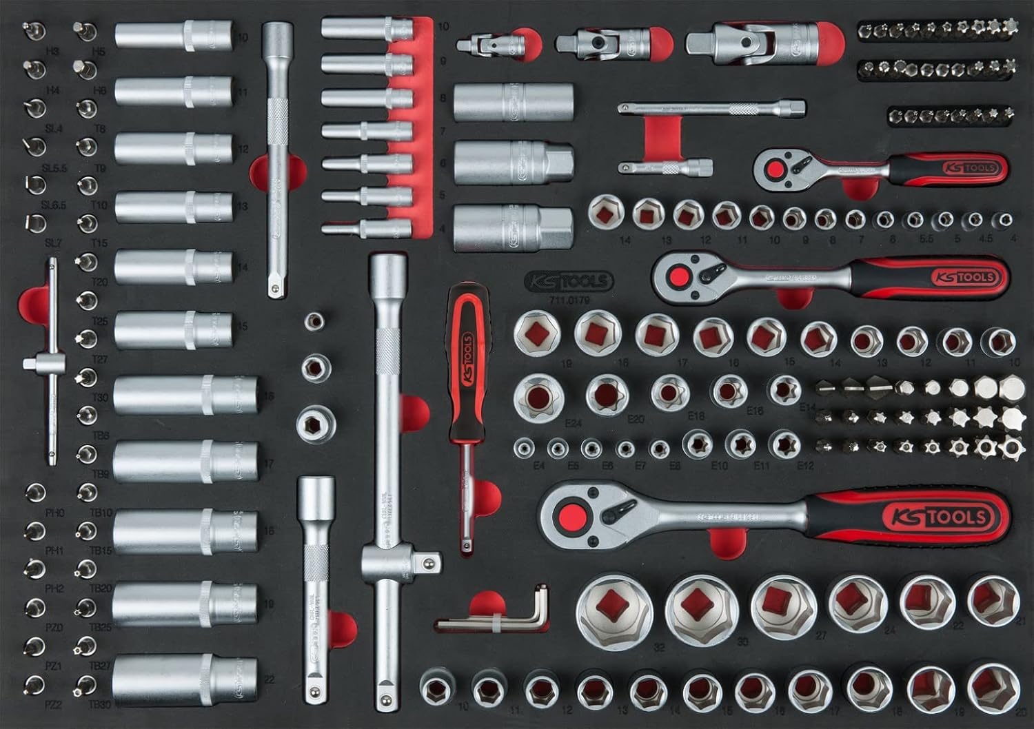 KS TOOLS 711.0179 1/4"+3/8"+1/2" Socket Set, 179 pcs, 1/1