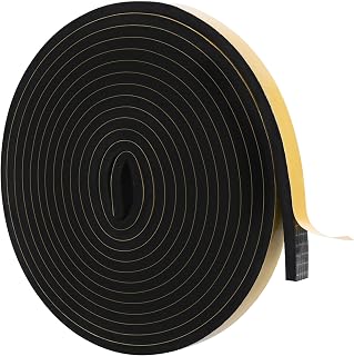 ToLanbbt Black Door Window Weather Stripping Self Adhesive Foam Tape High Density Foam Sealing Strip Window Insulation Weatherproof Gasket Tape for Doors and Windows (1/2" W X 1/4" T X 16.5')