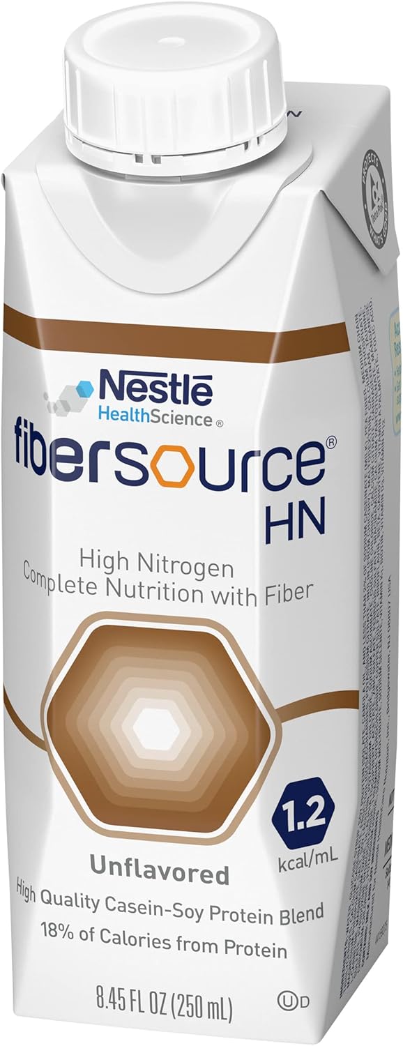 FIBERSOURCE HN, High Nitrogen Complete Nutrition with Fiber, Tube Feeding Formula (1.2 kcal/mL), Unflavored, 8.45 Fl Oz, Pack of 24