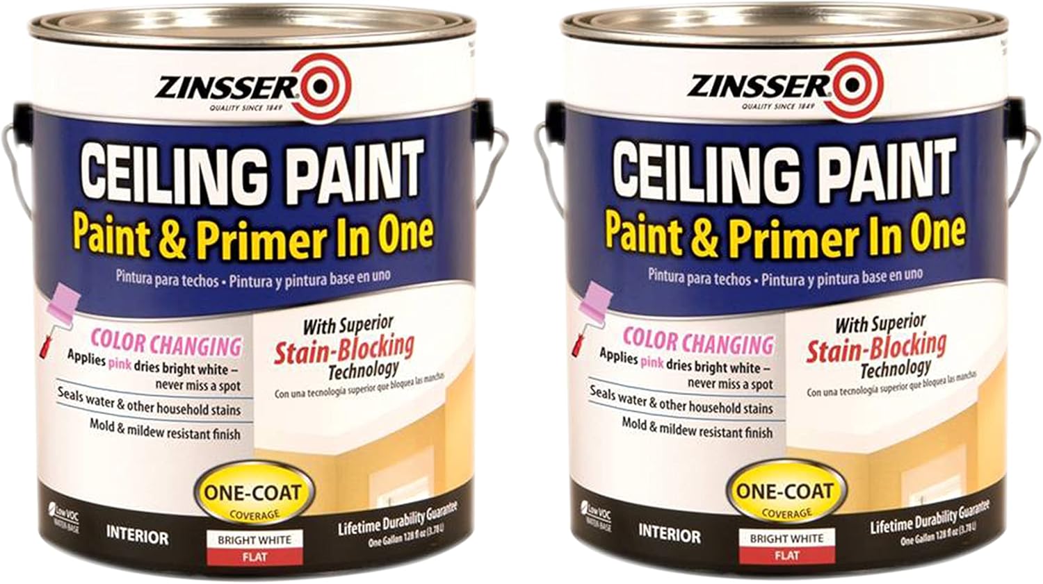 Zinsser 260967-2PK Ceiling Paint and Primer in One, Gallon, White, 2 Pack