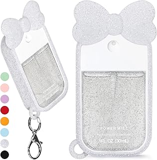 Silicone Bow Case Compatible with Touchland Hand Sanitizer Spray 1 oz (30 mL), Cute Holder with Keychain Clip, Gift for Girls