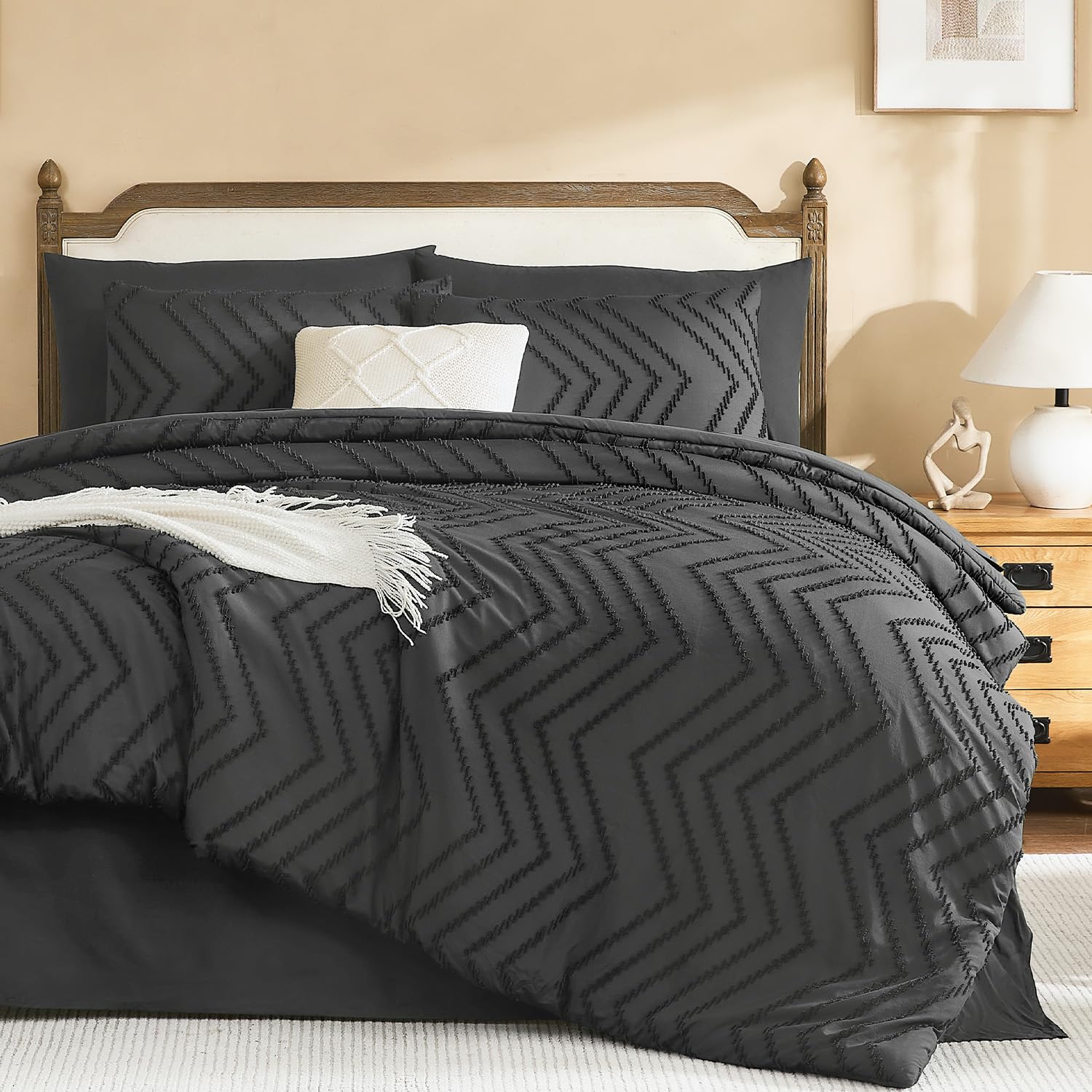 Litanika Queen Comforter Set with Sheets, 7 Pieces Boho Bed in a Bag