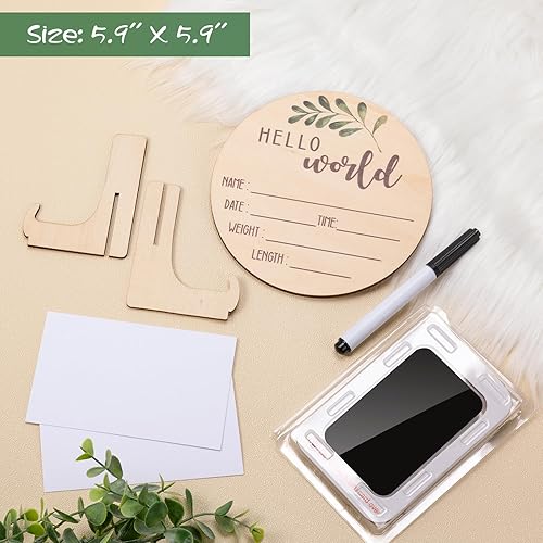 Miniatura 7 de Letrero de anuncio de bienvenida para bebé  Letrero de doble cara con nombre de Hello World recién nacido para hospital con marcador y soporte,