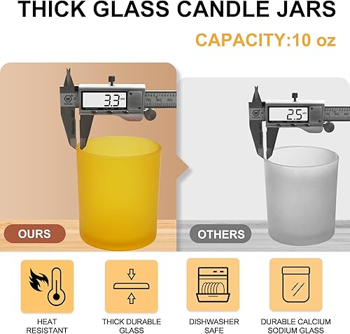 Miniatura 201 de Tarros de vela gruesos de 8 onzas para hacer velas, 15 unidades, tarros vacíos transparentes con tapas de madera para hacer velas, contenedor