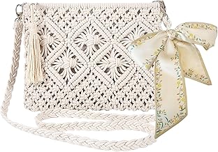 DKDDSSS Straw Crossbody Bag, Summer Shoulder Bag with Tassel, Summer Beach Shoulder Bags, Small Cotton Crossbody Bag for Women