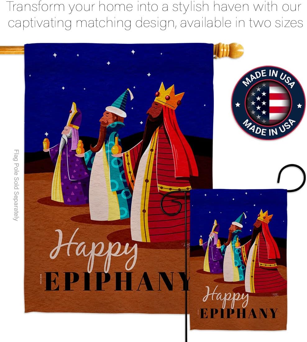 Breeze Decor Celebrate Epiphany Garden Flag Winter Nativity Three King Religious Holy Family Season Wintertime Christian House Decoration Banner Small Yard Gift Double-Sided, Made in USA