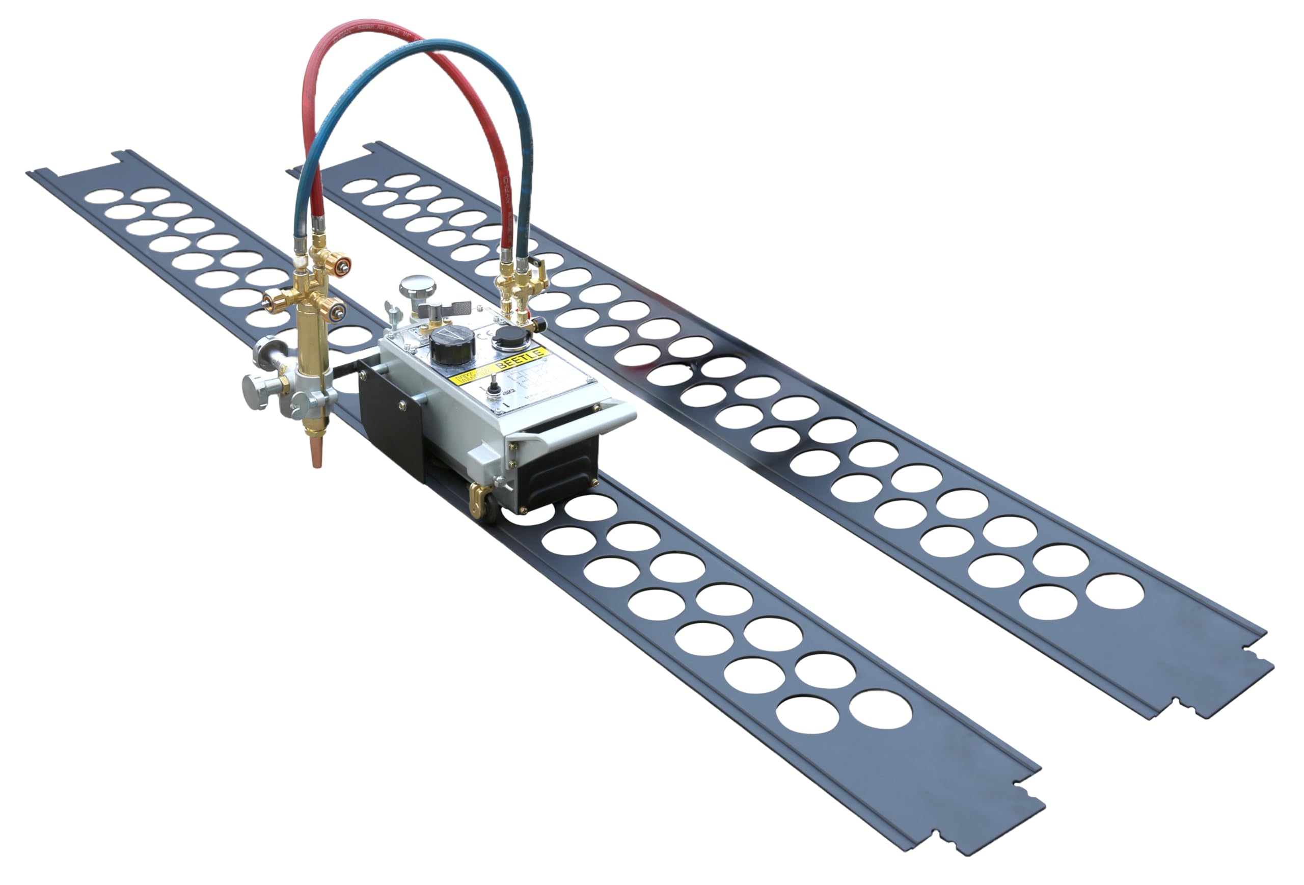 SÜA - Straight Line Oxy-Fuel Motorized Cutting and Beveling Portable Track Machine - HK-12 Beetle. (With 2 x 71 in Track)