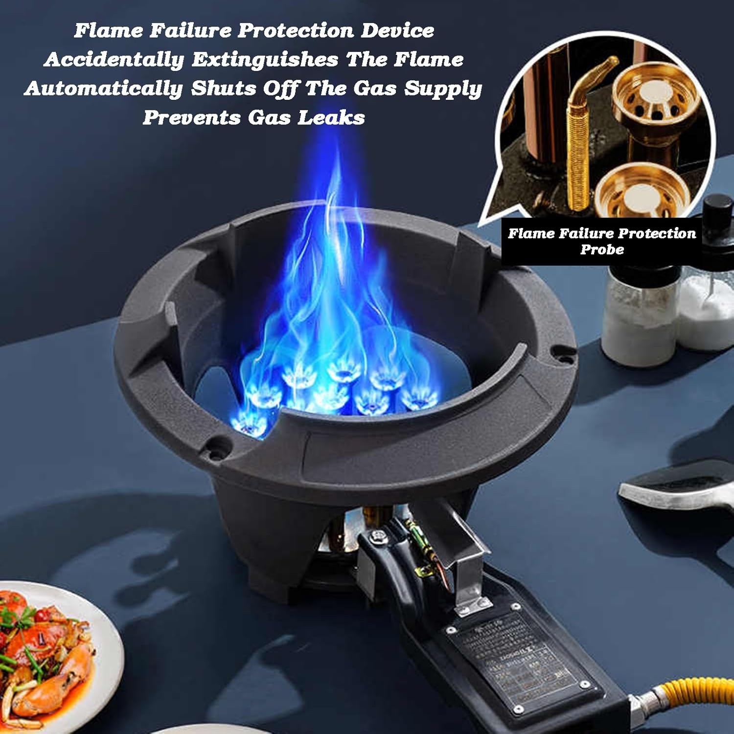 Gas Stove 1 Burner,Commercial 19-cavity High-fire Countertop,10/17KW Cooktop,NG/LPG Source Kit,for Restaurants Hoem(Lpg,19 nozzles)