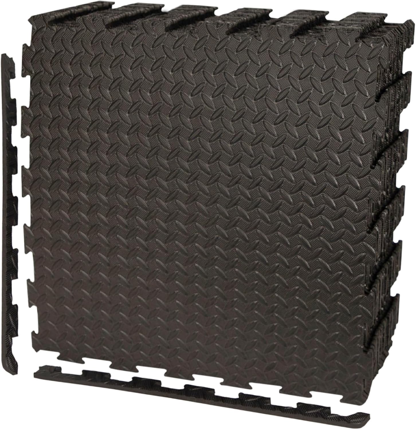 Black Interlocking Non Slip Floor Matting suitable for Gym Garage Workshop Office Home Playroom Outdoor/Indoor Soft Foam Flooring Mats Tiles 60x60cm (4 Mats) โ image 1