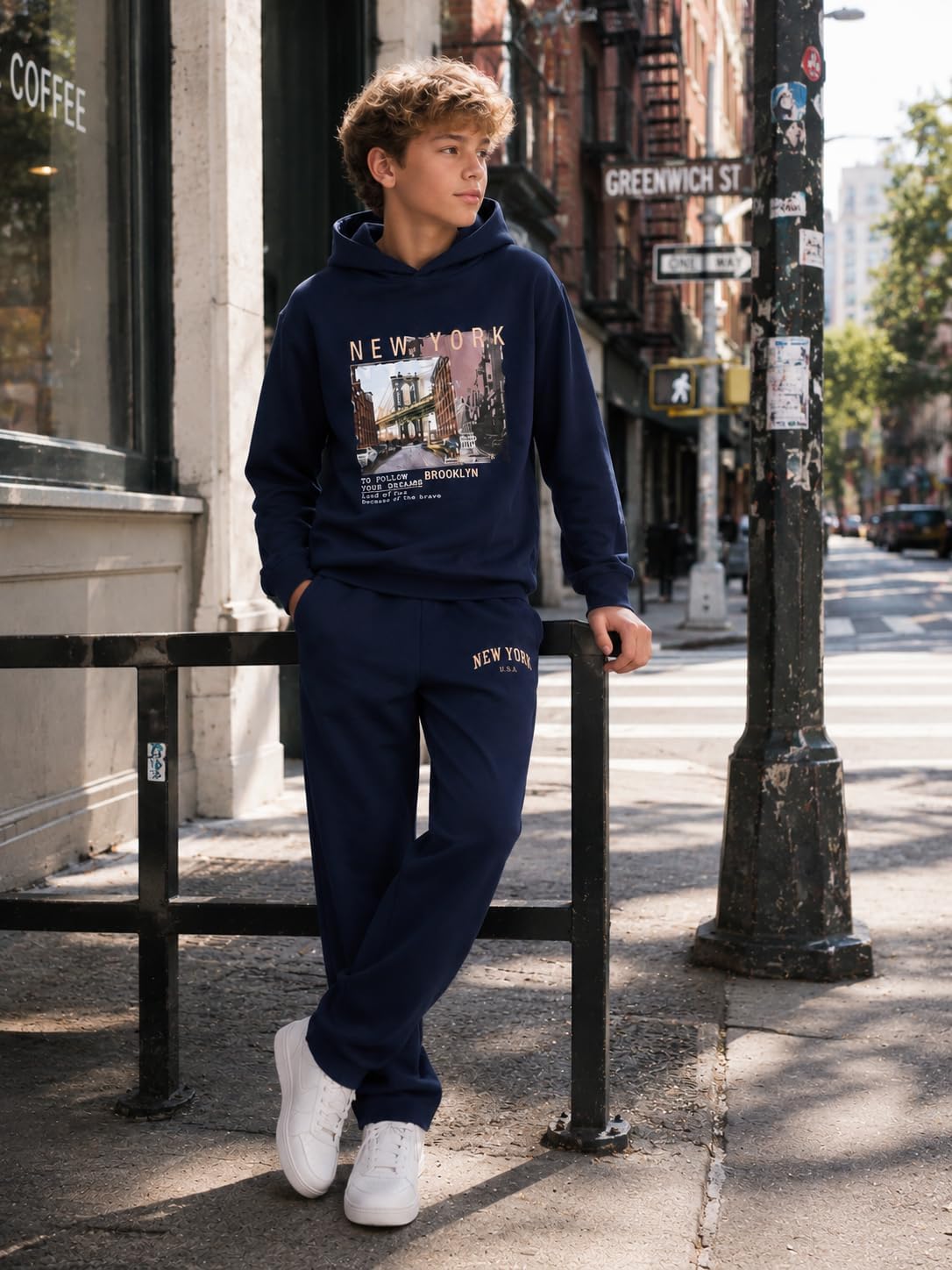 Cakaner Boys Fall Clothes Graphic Hoodie and Jogger Set 2 Piece Outfit 7-16Y