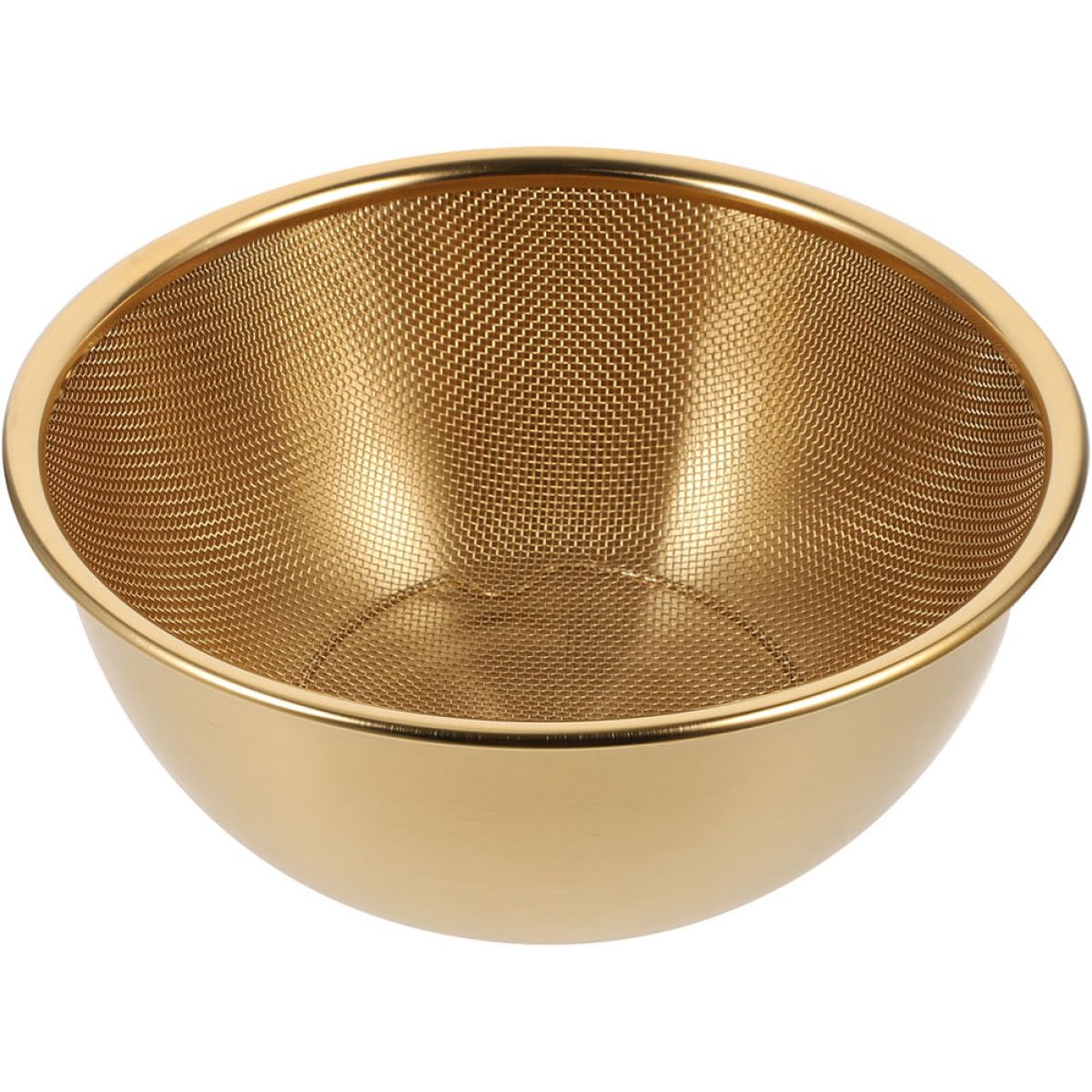 Colador Escurridor de Alimentos de Acero Inoxidable 24 Cm Color Dorado, Cesta Cedazo para Lavado de Arroz y Verduras, Set de 2 Piezas para Cocina Doméstica