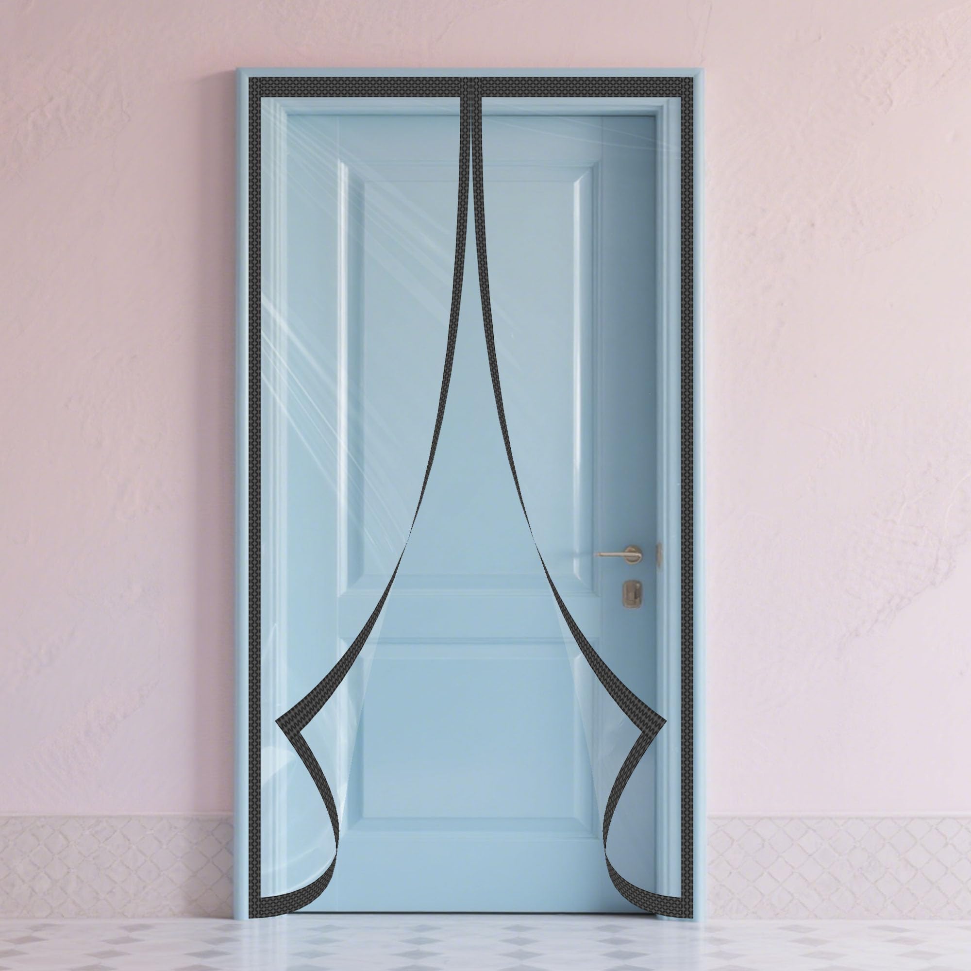 Rideau de Porte Isolant Magnétique Étanche 66 x 291 cm Finition Premium Noir