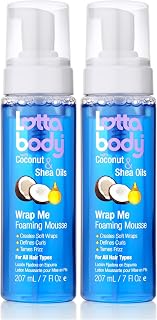 Lottabody Coconut Oil and Shea Wrap Me Foaming Curl Mousse, Creates Soft Wraps, Hair Mousse for Curly Hair, Defines Curls, Anti Frizz, 7 Fl Oz (Pack of 2)