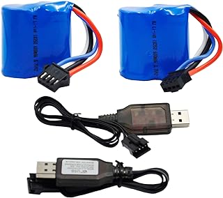 Blomiky 2 Pack 7.4V (2 x 3.7V) 600mAh Li-ion Battery with SM-4P Plug for Old Version UDI008 UD08 UDI001 Venom Speed RC Boat UDI001 Battery 2